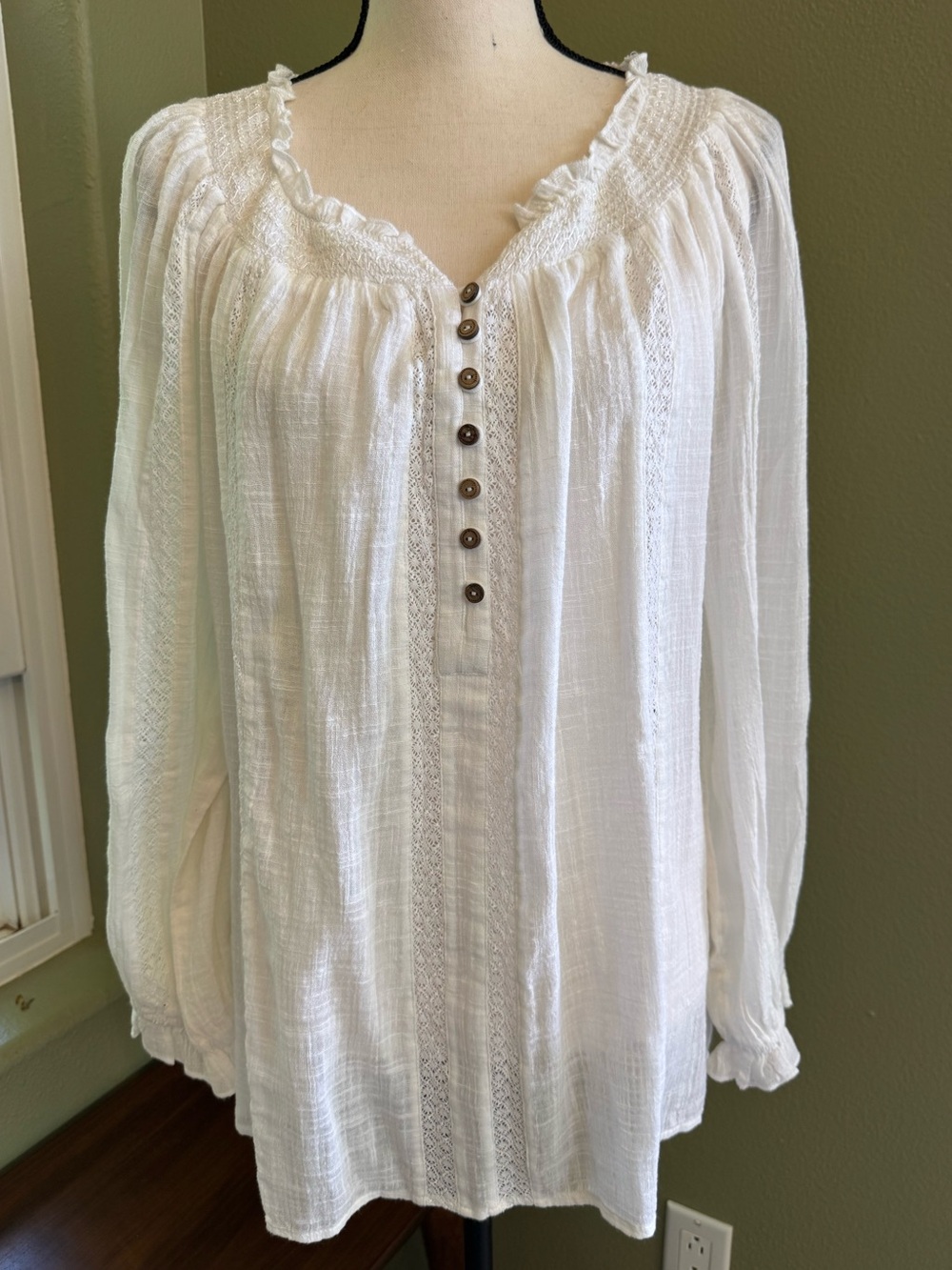 Sundance 100% Cotton Peasant Blouse